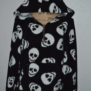 Fuzzy Skull Emo Zipper Hoodie